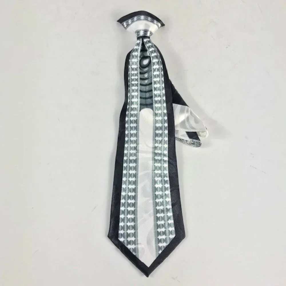 Gino Clericci Boy's Clip-on Tie Set Black White Charcoal Gray 100% Polyester
